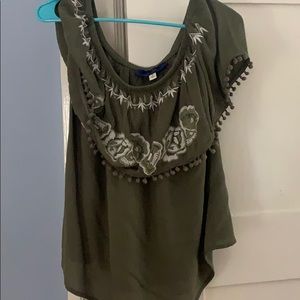 green off the shoulder top